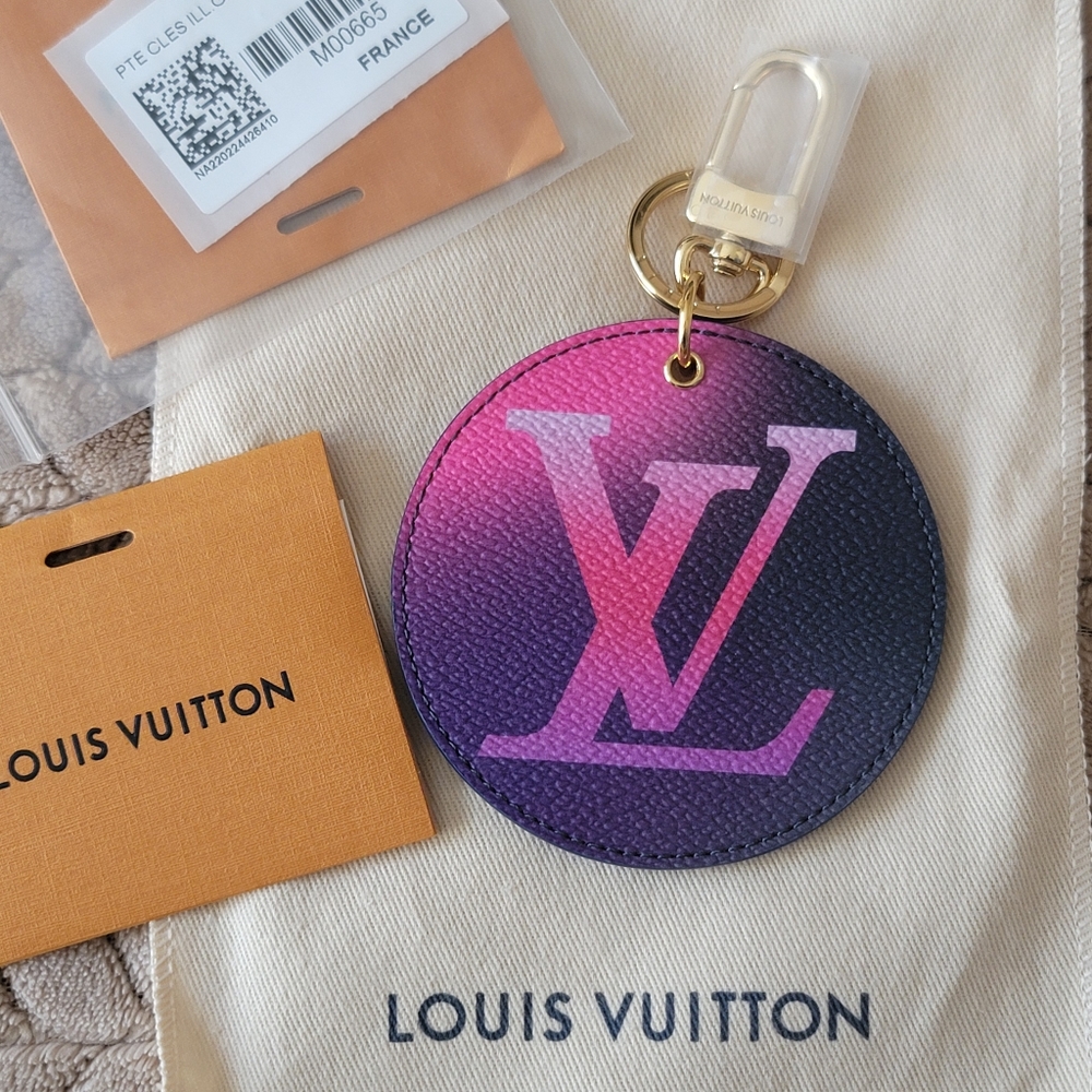 Louis VUITTON Midnight  Fuschia Pastel GIANT Monogram BAG CHARM Key Holder